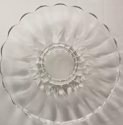 Vintage Beautiful Heavy Glass Footed  Cake Serving Plate Round 14.5  Scalloped • $23.99