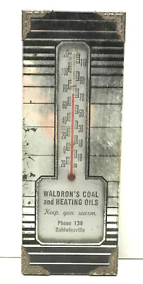 1920s Vintage Art Deco Advertising Thermometer Waldrons Coal Heating Oil 3x8     • $64.99