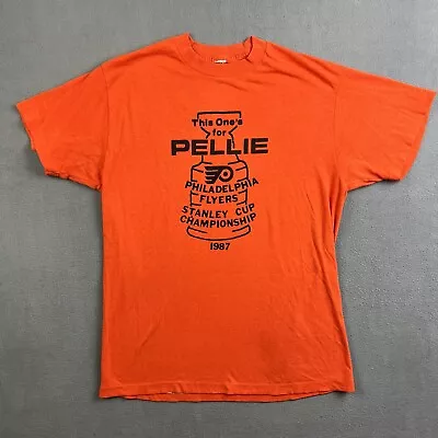 Vintage Philadelphia Flyers Shirt Mens M Orange 80s Stanley Cup Champions NHL • $25