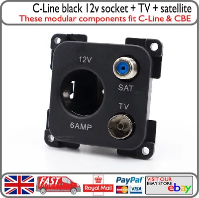 C-Line Black 12v Cigarette Socket W/ TV RF Coax Satellite F Type Fits CBE CL2.14 • £13.99