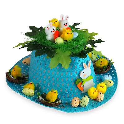 Boys Ready Made Decorated Easter Cowboy Hat Bonnet - Bunny Nest • £15.99