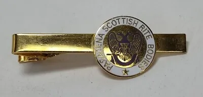 Vintage Pasadena Scottish Rite Bodies Tie Bar Clip Masonic Gold Tone • $24.95