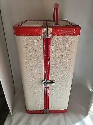 Vintage Doll Steamer Trunk Case White With Red Trim 1950s Stars Paper Inside • $24