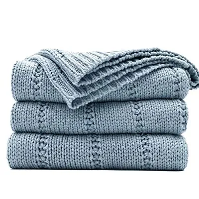 RECYCO Cable Knit Throw Blanket For Sofa Chair Couch Bed Sofa Throw Bed Throw • £41.99