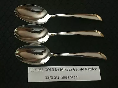 Lot Of 3 Eclipse Gold Mikasa Gerald Patrick 18/8 Stainless Soup Spoons Free S&H  • $19.99