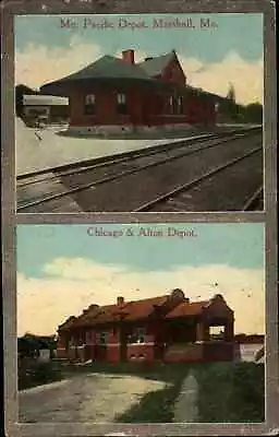 Marshall MO MP RR Train Depot & Chicago & Alton C1910 Postcard RPO CANCEL • $8.88