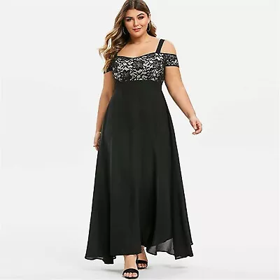 Plus Size Womens Maxi Dress Ladies Cold Shoulder Evening Party Long Dresses 🔥 • $37.59