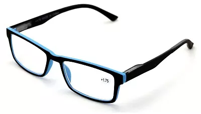 Men Rectangular Readers Soft Matte Reading Glasses Spring Hinge Rubberized Black • $9.95