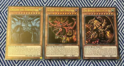 ☆ Slifer The Sky Dragon Obelisk Tormentor Winged Ra - Egyptian God Cards YuGiOh! • £7.44