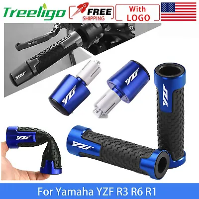 For Yamaha YZF R3 R6 R1 Motorcycle 7/8  Handlebar Hand Grips Handle Bar End Caps • $24.79