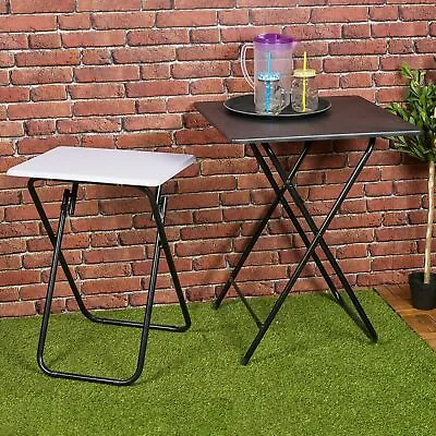 Metal Folding Patio Indoor Outdoor Side Table Furniture Coffee Drink Summer Legs • £23.99