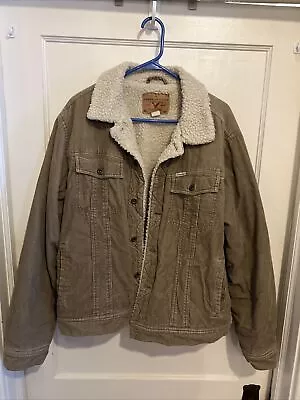 Vintage American Eagle Sherpa Lined Corduroy Jacket Brown Men Size Large • $40