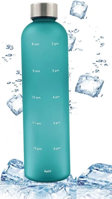 1 Liter Lightweight Water Bottle Water Bottle 1000ml Water Bottle W/ Time Green • $23.12