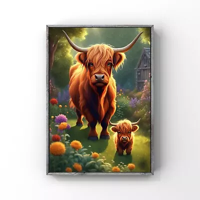 Mum And Daughter Cow Wall Art Print Animal Picture Artwork Gift A4 Not Framed • £4.80