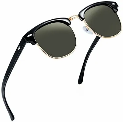 Semi Rimless Polarized Sunglasses For Women UV400 Classic Half Frame Mens Sungl • £17.86