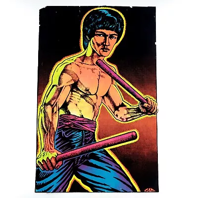 Vintage Bruce Lee Big Boss Flocked Velvet Blacklight Poster 33.5  X 21.5  • $150