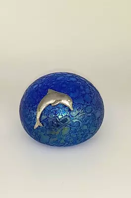 £23 • Buy Heron Glass Pebble With Pewter Dolphin  - Gift Box - Hand Crafted In Cumbria