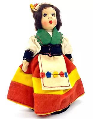 Vintage Handmade Felt & Cloth Doll In Regional Dress Hand Painted Face Roman • $22.99