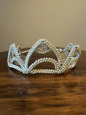 Vintage 1960s Tiara Headpiece First Communion Pearls Clip Girls Wedding Veil • $14