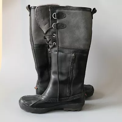 NWOT UGG Belcloud Women's Sz 6 All Weather Black Gray Top Duck Lace Up Boots • $135.03