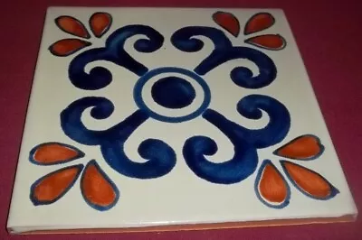 (1) Vintage Antique Glazed Decorative Ceramic Terracotta Art Accent Tile 6 X 6  • $14.99