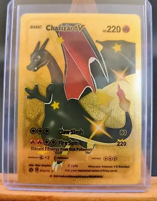 $18 • Buy Champion's Path Charizard V  079/073 Secret Rare FanArt Gold Foil Pokemon Card