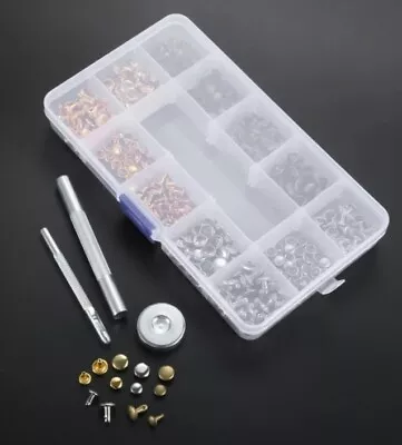 Leather Rivets Double Cap Rivet Tubular Metal Studs With Fixing Tool 240 PCS • £13.99