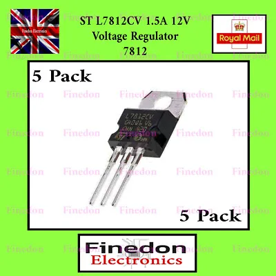 5Pcs STMicroelectronics L7812CV 12 V Linear Voltage Regulator 1.5A UK Seller • £2.56