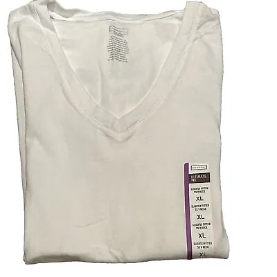 Mossimo Women’s V Neck White Short Sleeve T Shirt Size XL New Ultimate Tee • $13.99