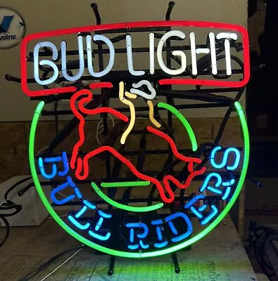 BUD LIGHT BULL RIDER LED NEON BAR SIGN MAN CAVE COWBOY RODEO NEW Open Box • $509.99
