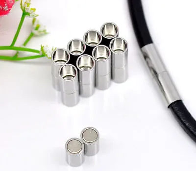 Silver Tone Magnetic Barrel Clasps - 24 X 8mm | Bracelet Clasps| Cord End | 0261 • £3.19