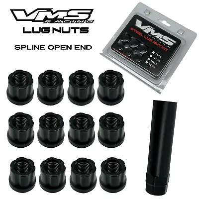 QTY 20 VMS Racing 14X1.5 Wheels Black Spline Open End Race Lug Nuts Forged Steel • $39.88