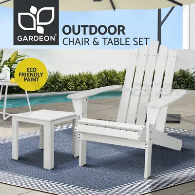 $59.95 • Buy Gardeon Outdoor Chairs Table Set Beach Chair Wooden Patio Furniture Adirondack