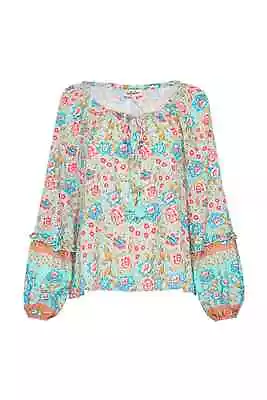 $59.99 • Buy Arnhem - Florence Blouse In Aqua / Blue Floral Shirt - Sz AU6
