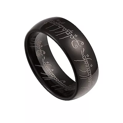 Black Tungsten Carbide 7mm Lord Of The Rings Band Plain Size 8-14 Half Size TG34 • £15.19