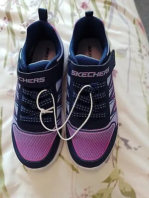 Navy Purple Pink Kids Skechers Size UK/EU 2/35 Sport School Christmas Gift Idea  • £23.99