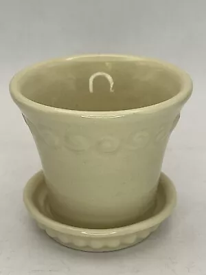 RARE USA Mccoy? Pottery Flower Pot Attached Saucer 3” • $11.99