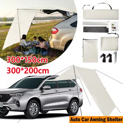 Portable Car Awning Shelter Canopy Side Fishing SUV Tarp Tent Anti-UV Sun White • £13.94