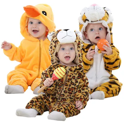 2-36 Months Baby Animal Jumpsuit Warm Outfit Halloween Costume Pajamas • £11.99