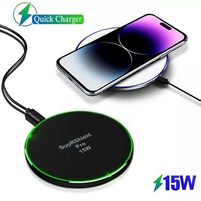 $14.99 • Buy 15W Qi Fast Charging Pad Wireless Charger For Google Pixel 7 6 5 Pro 4 XL 3 XL
