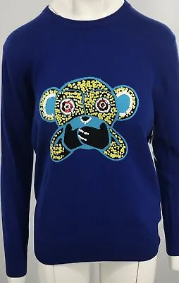 Markus Lupfer Blue Speak No Evil Monkey Sequin Natalie Jumper NWT Size S • $127.50