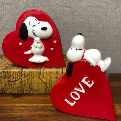 Snoopy Heart Vase Set Of 2 Determined Heart Planter Vintage Antique 1977 VHTF • $231