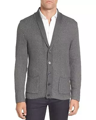 Vince Camuto Mens Slim Fit Shawl Collar Cardigan Sweater Small Charcoal • $65