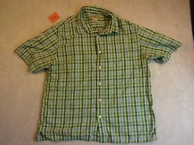 L.L. Bean Mens Large Button-Front Multicolor Plaid Shirt Green Blue  • $15.88