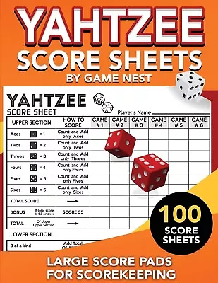 Yahtzee Score Sheets: 100 Large Score Pads For Scorekeeping | 8.5  X 11” Yahtzee • $11.11