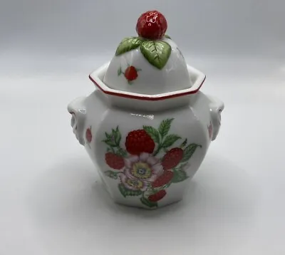 1991 Lenox Orchard Strawberry Jam Jelly Jar With Lid Fine Porcelain Vtg NO SPOON • $19.99