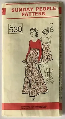 Vintage Sunday People 530 UNCUT High Waist Maxi Dress Sleeve Ruffle Pattern - 16 • £2.95