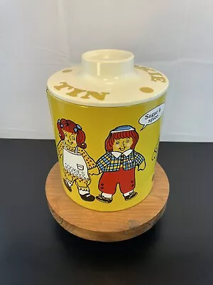 Vintage Ransburg Cookie Jar Container  Tin Metal Canister Plastic Lid Top • $35