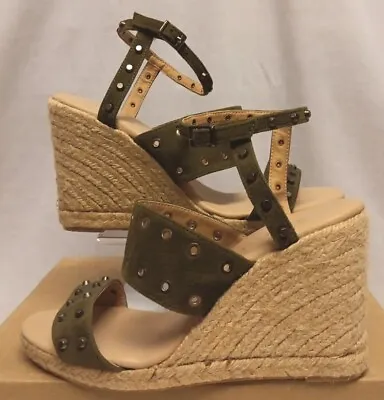 Mint Velvet Steph Khaki Espadrille Wedge Sandals Shoes Size 7 Eu 40 Rrp £129.00 • £27.99