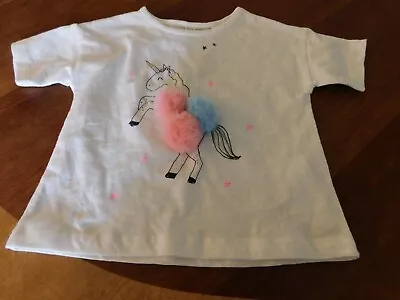 Zara Baby Girl White S/S T-shirt W Unicorn Infant 9-12 Mos NWT • $3.99